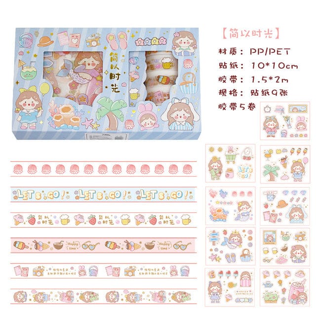 14 pcs/set Sweet Girly Life Washi Tape Stickers Set