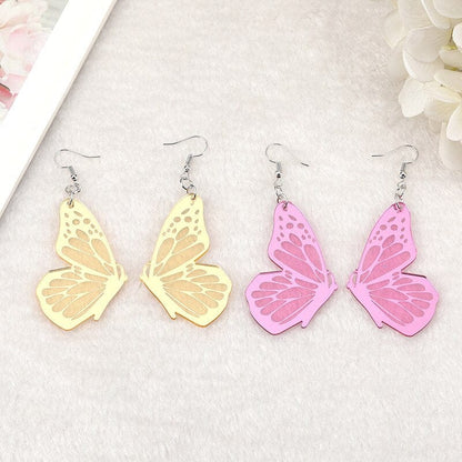 1Pair Pink Butterfly Dangle Earrings