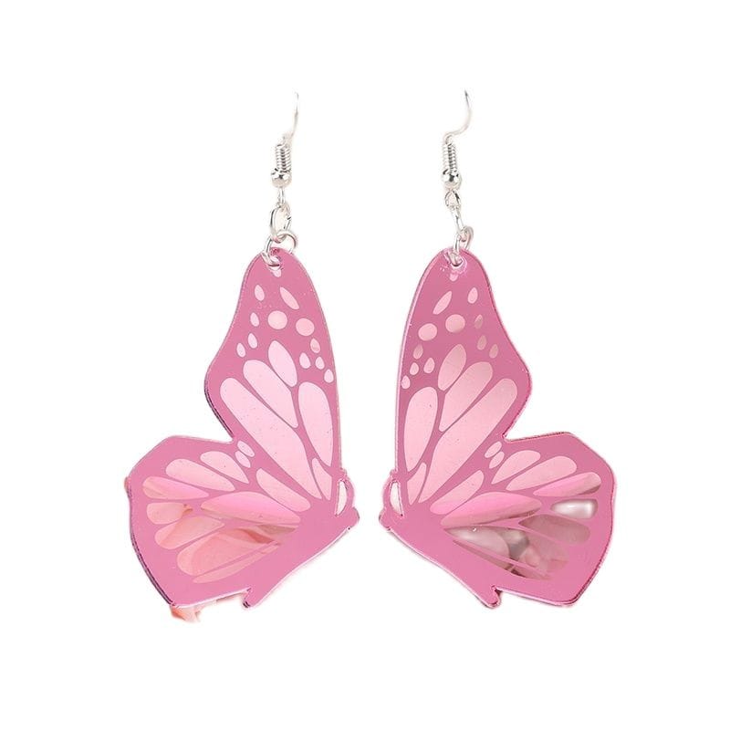 1Pair Pink Butterfly Dangle Earrings