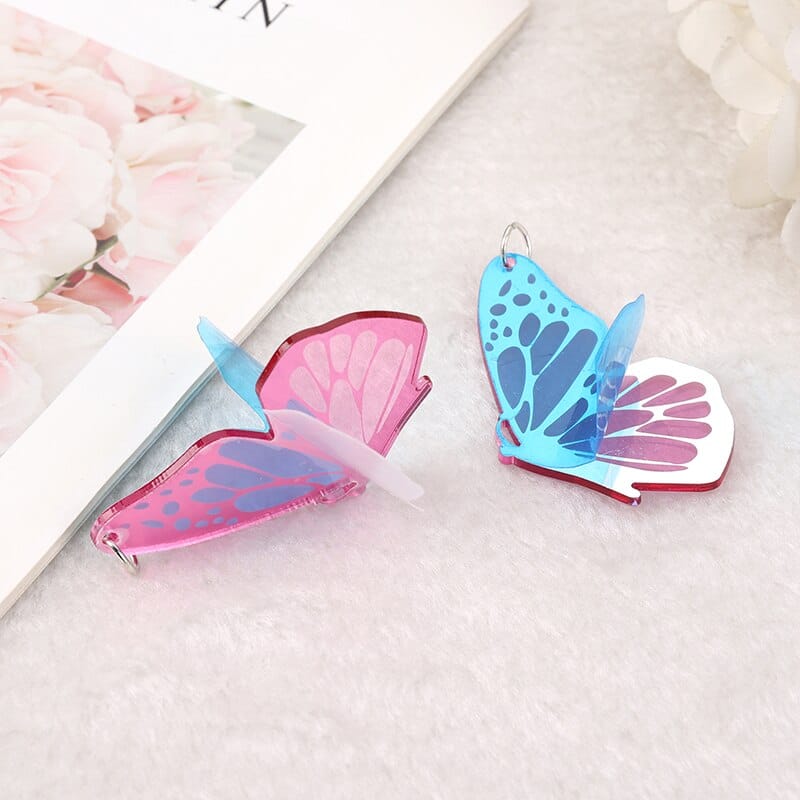 1Pair Pink Butterfly Dangle Earrings