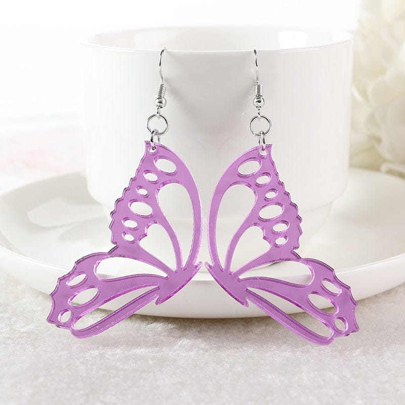 1Pair Pink Butterfly Dangle Earrings