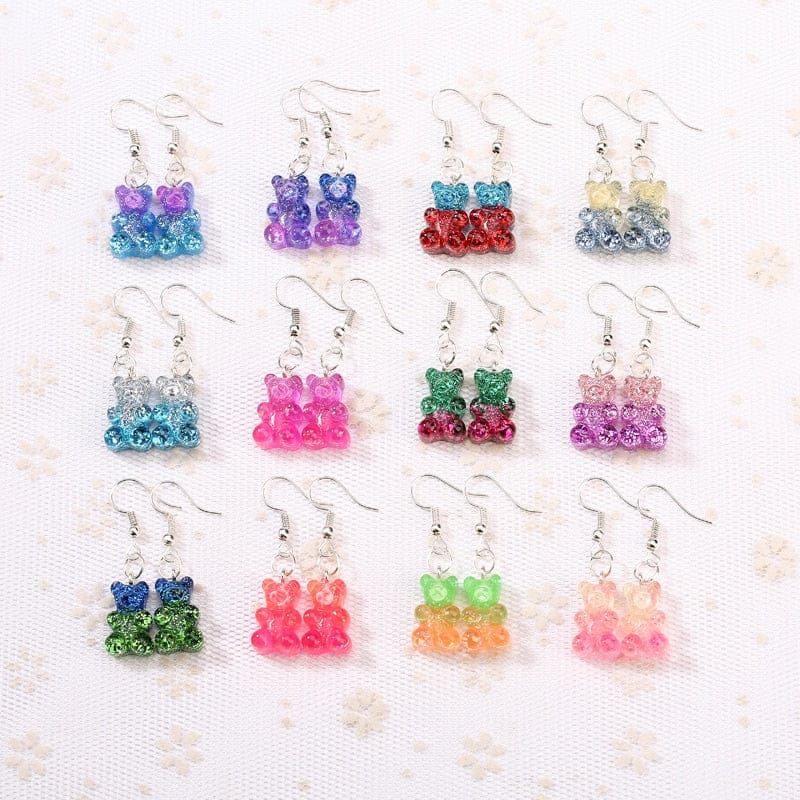 1pc Duo Tone Gummy Bear Earrings