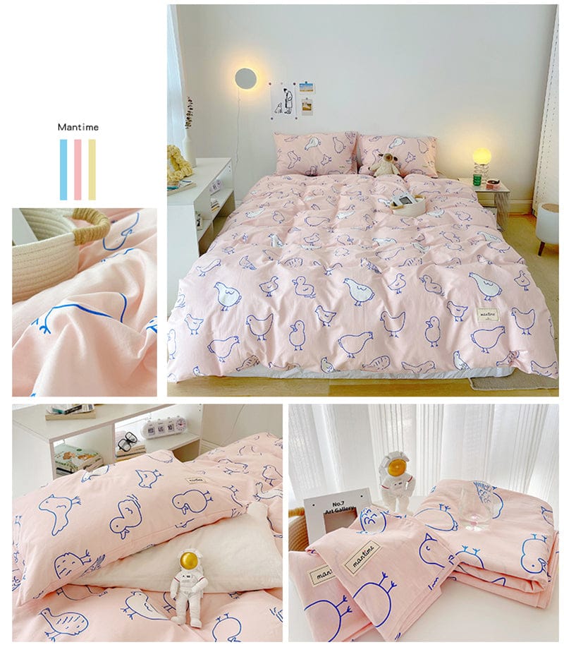 3/4pcs Cute Korean Bedding Set