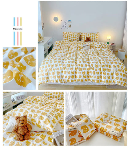 3/4pcs Cute Korean Bedding Set