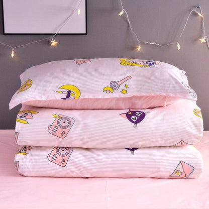 3/4pcs set Kawaii Anime Cotton Bedding Set