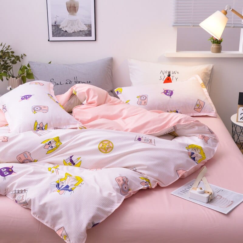 3/4pcs set Kawaii Anime Cotton Bedding Set