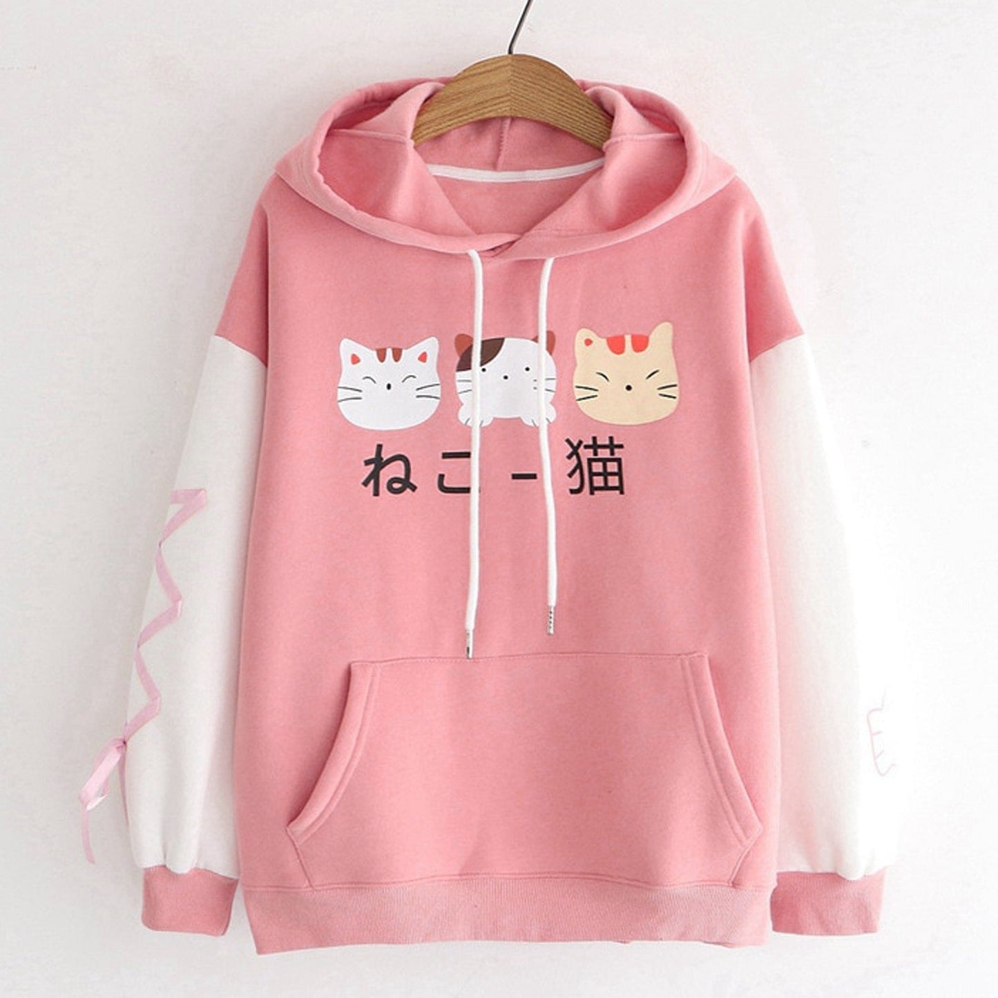 Whiskered Whimsy: Harajuku Cartoon Kitty Cat Letter Hoodie - Purr-fectly Cute Comfort! 🐾💖