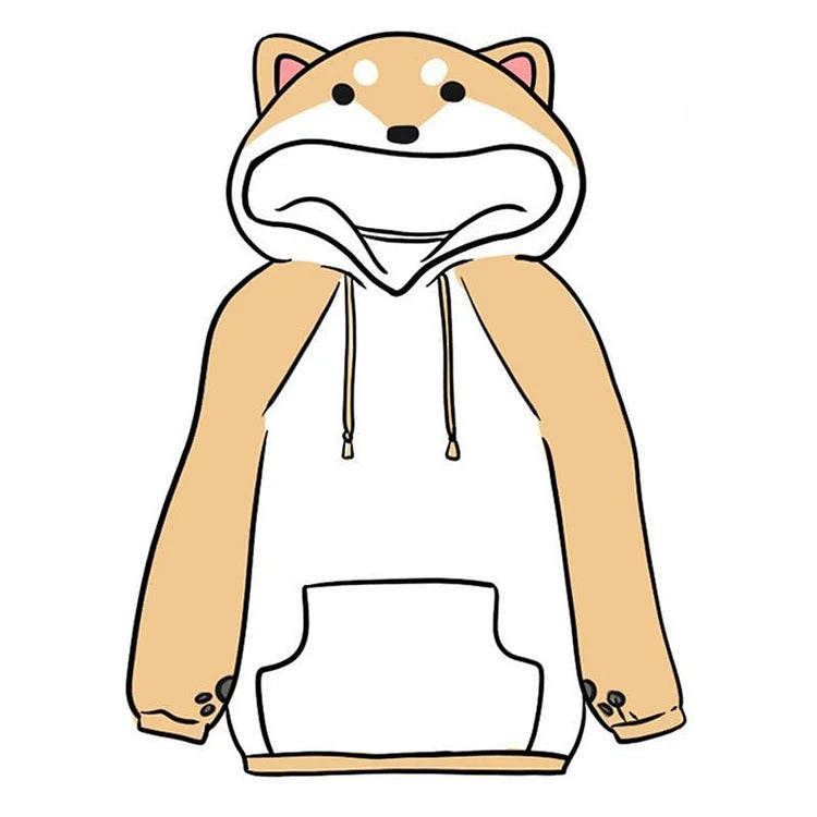 Snuggle Worthy: Kawaii Cartoon Girlfriend Boyfriend Shiba Inu Puppy Hoodie - Cozy Up in Adorable Style! 🐾👫