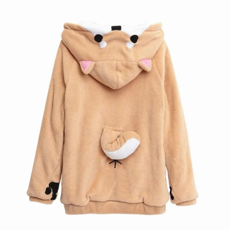 Snuggle Worthy: Kawaii Cartoon Girlfriend Boyfriend Shiba Inu Puppy Hoodie - Cozy Up in Adorable Style! 🐾👫