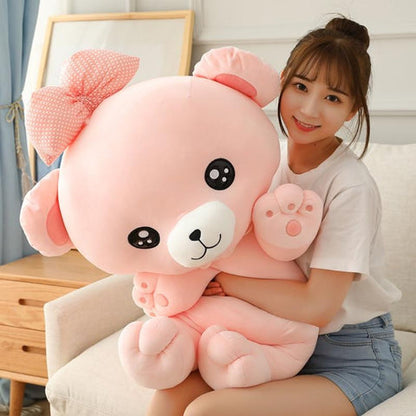 Cute & Cuddly Teddy Bear Ribbon Pillow Plushie - Available in 2 Colors