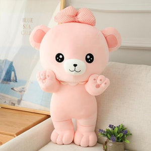 Cute & Cuddly Teddy Bear Ribbon Pillow Plushie - Available in 2 Colors