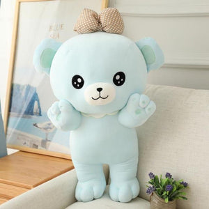 Cute & Cuddly Teddy Bear Ribbon Pillow Plushie - Available in 2 Colors