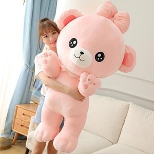 Cute & Cuddly Teddy Bear Ribbon Pillow Plushie - Available in 2 Colors