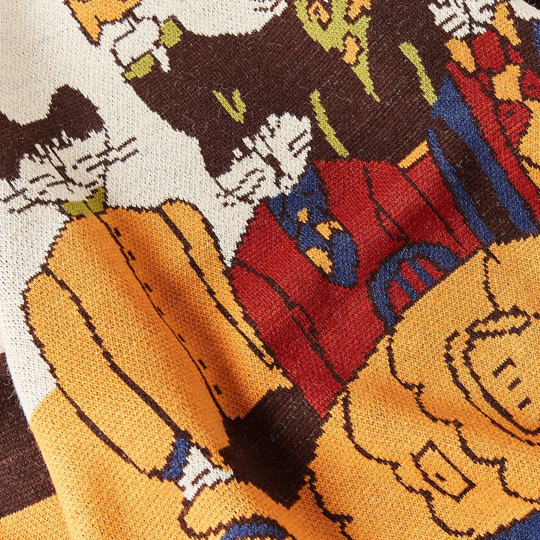 Get Cozy and Cute with the Cartoon Retro Cat Sweater