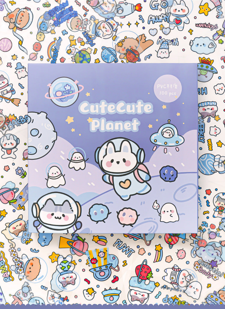 100 Sheets Set CuteCute Planet Journal Stickers