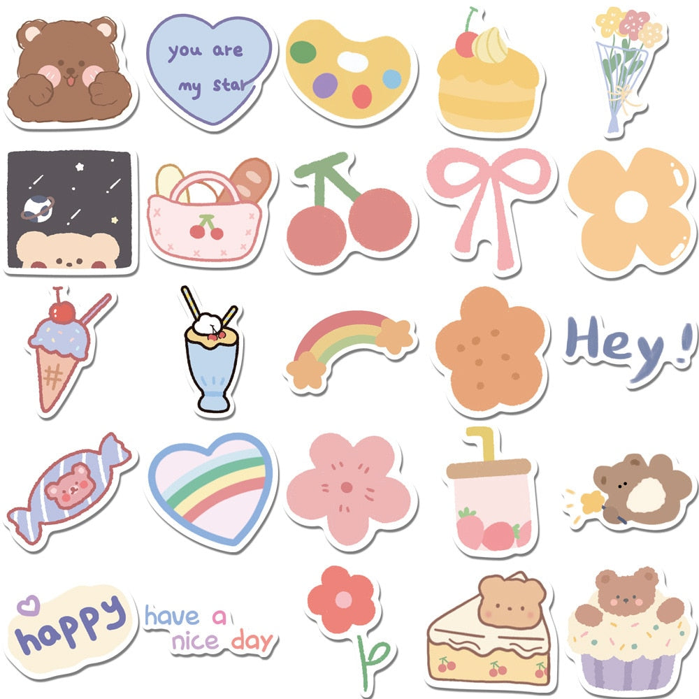 10/30/50/100pcs Kawaii Cartoon Waterproof Sticker