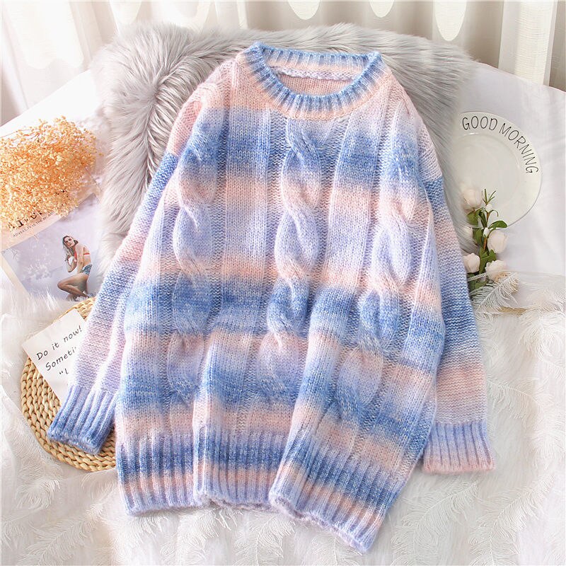 Kawaii Candy Rainbow Sweater - A Splash of Colorful Comfort