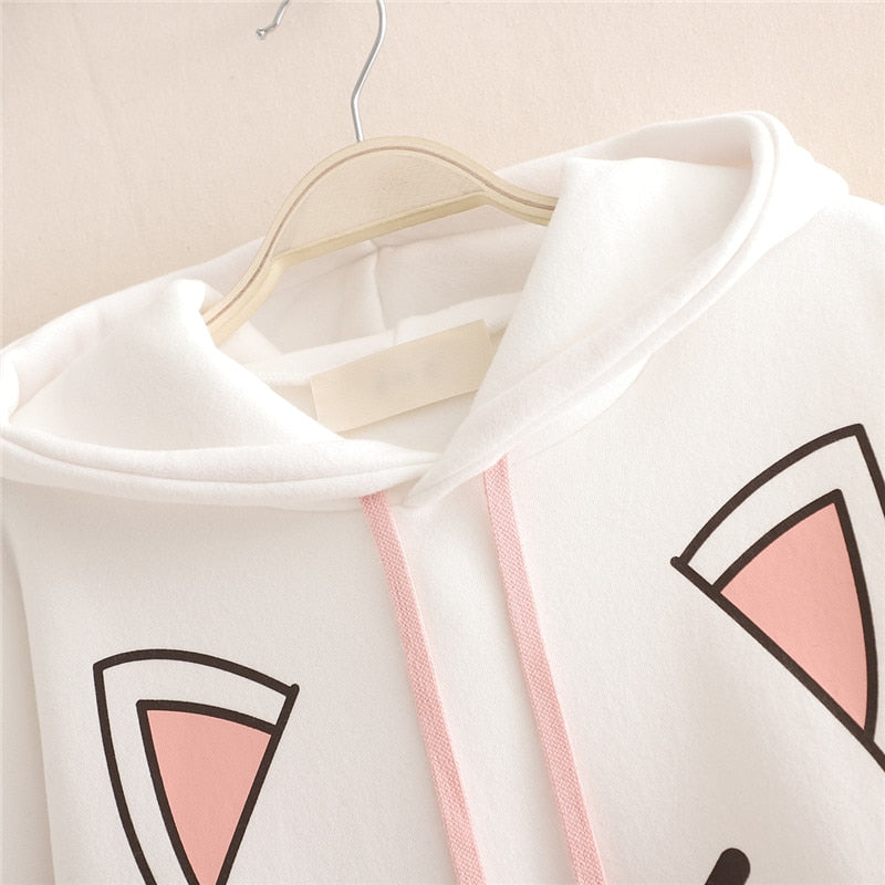 Kawaii Harajuku Shy Cat Hoodie - Your Cute Companion! 😺