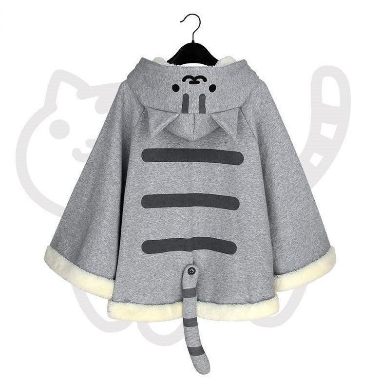 Kawaii Neko Cat Hoodie Coat - Cute Cat Pattern Outerwear