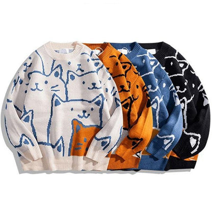 Harajuku Cartoon Cat Sweater - Your Casual Style Statement