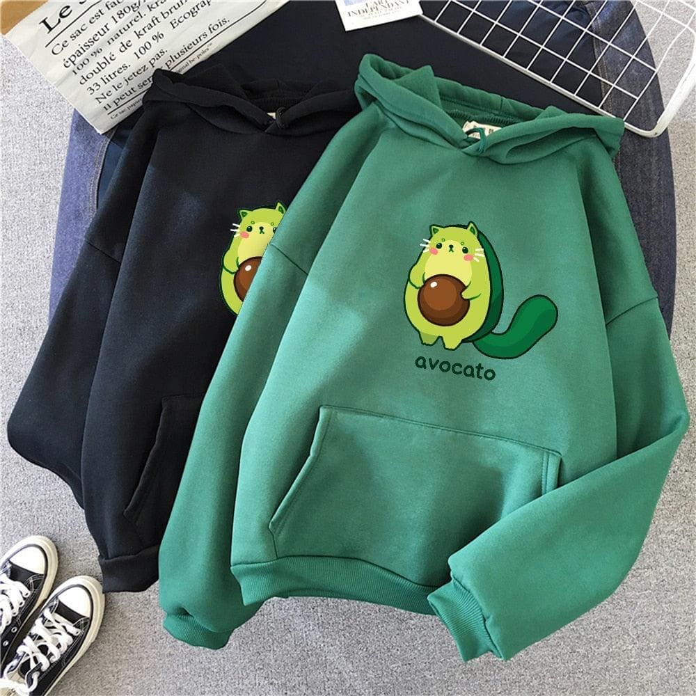 Kawaii Avocato Cat Sweatshirt Hoodie - Purr-fectly Adorable! 🥑🐱