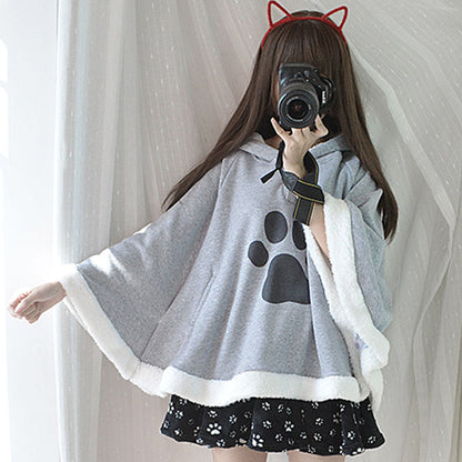 Kawaii Neko Cat Hoodie Coat - Cute Cat Pattern Outerwear