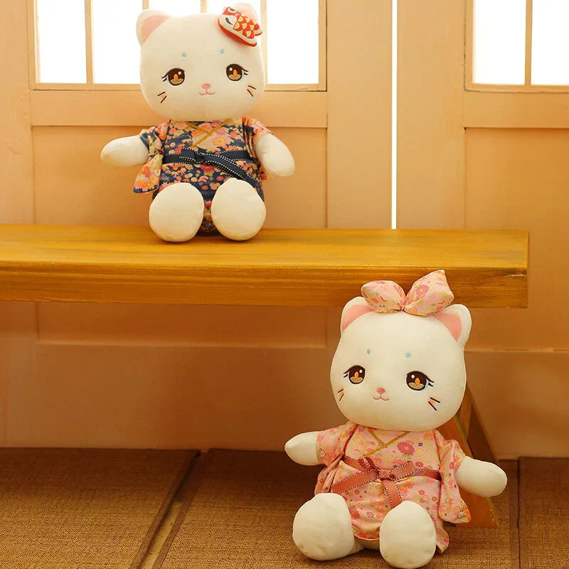 Japanese Kawaii Kimono White Cat Stuffed Animals Plushie