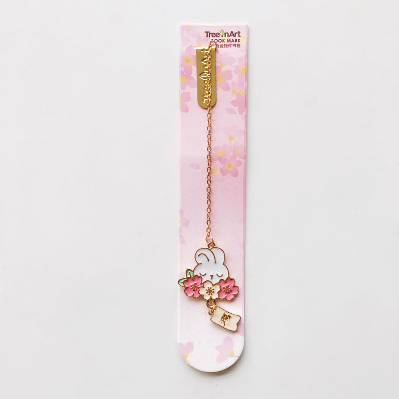 1pc Sakura Rabbit/Cat Chain Pendant Bookmark