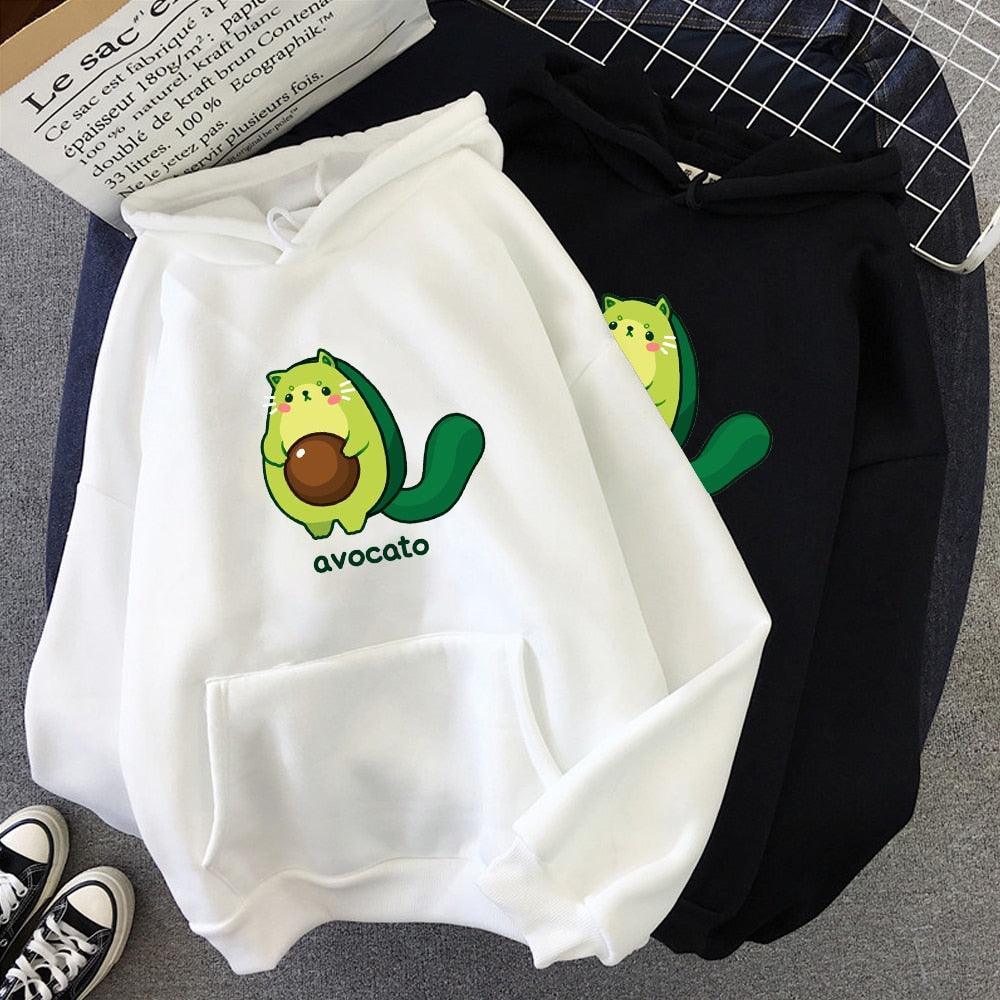 Kawaii Avocato Cat Sweatshirt Hoodie - Purr-fectly Adorable! 🥑🐱