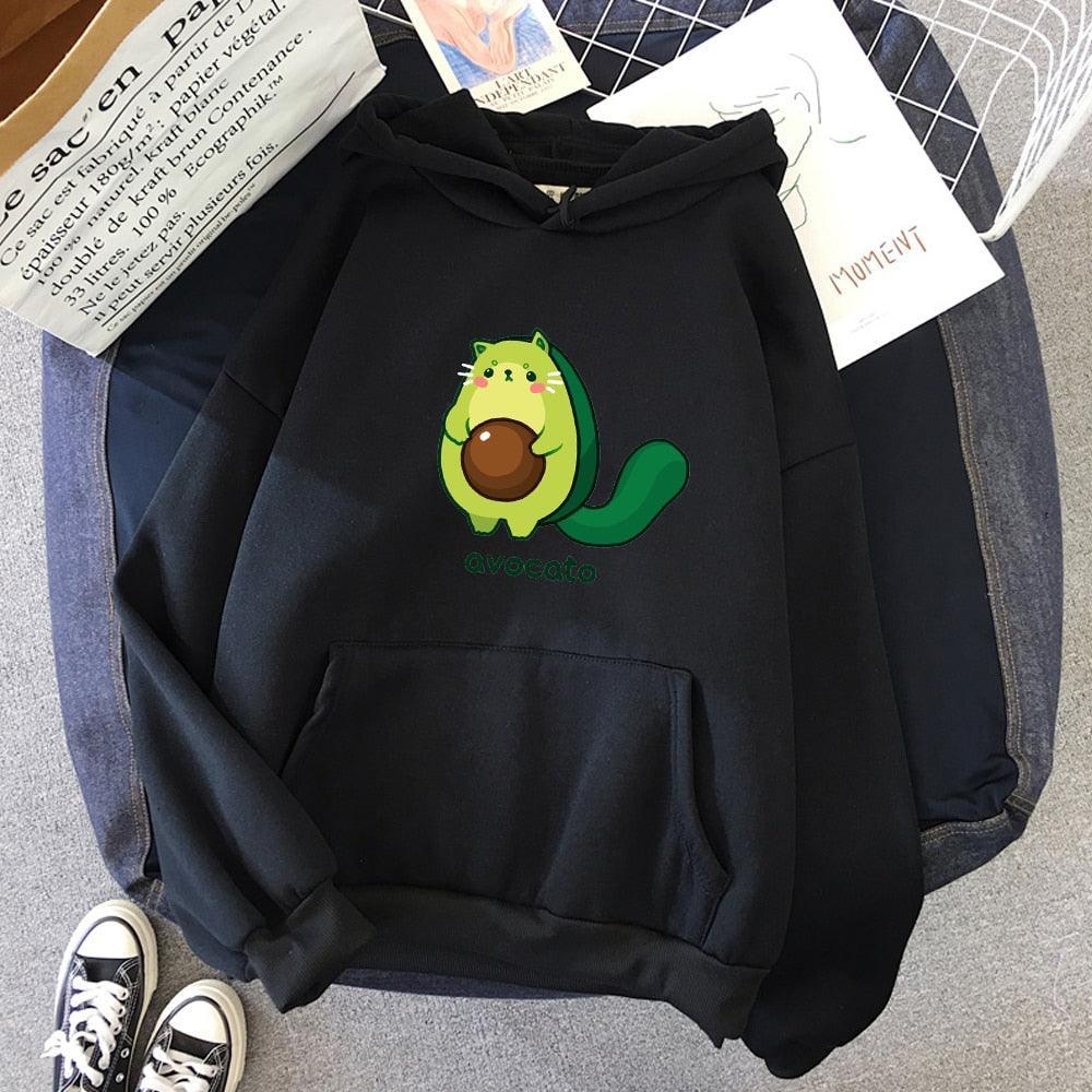 Kawaii Avocato Cat Sweatshirt Hoodie - Purr-fectly Adorable! 🥑🐱