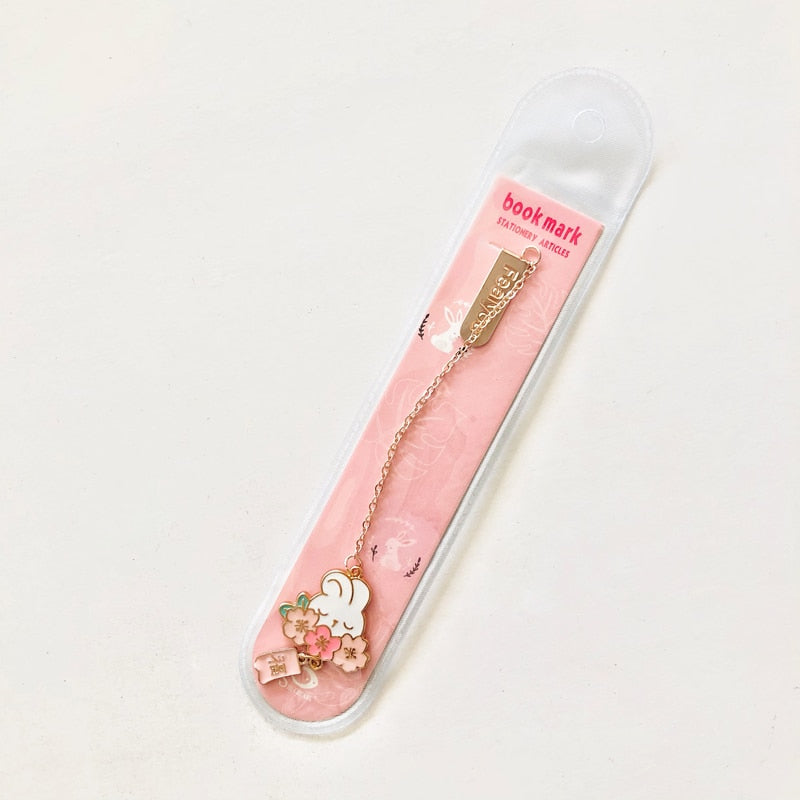 1pc Sakura Rabbit/Cat Chain Pendant Bookmark