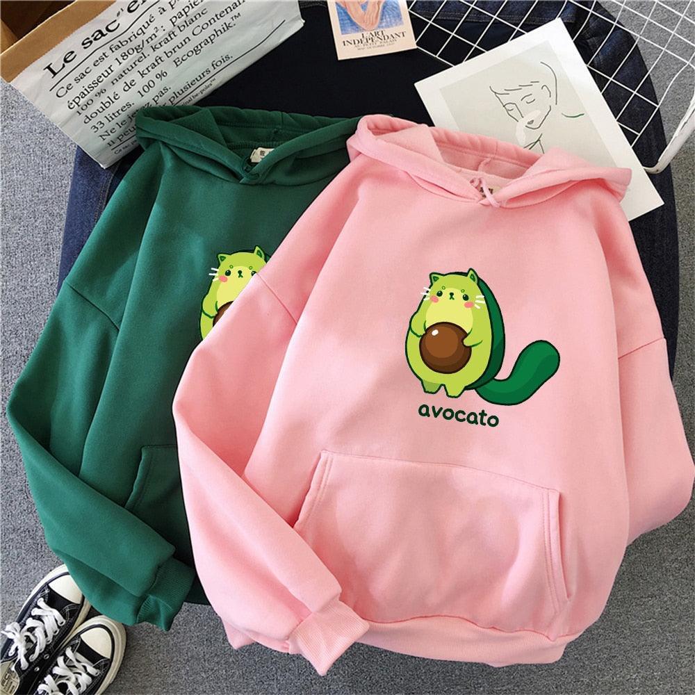 Kawaii Avocato Cat Sweatshirt Hoodie - Purr-fectly Adorable! 🥑🐱