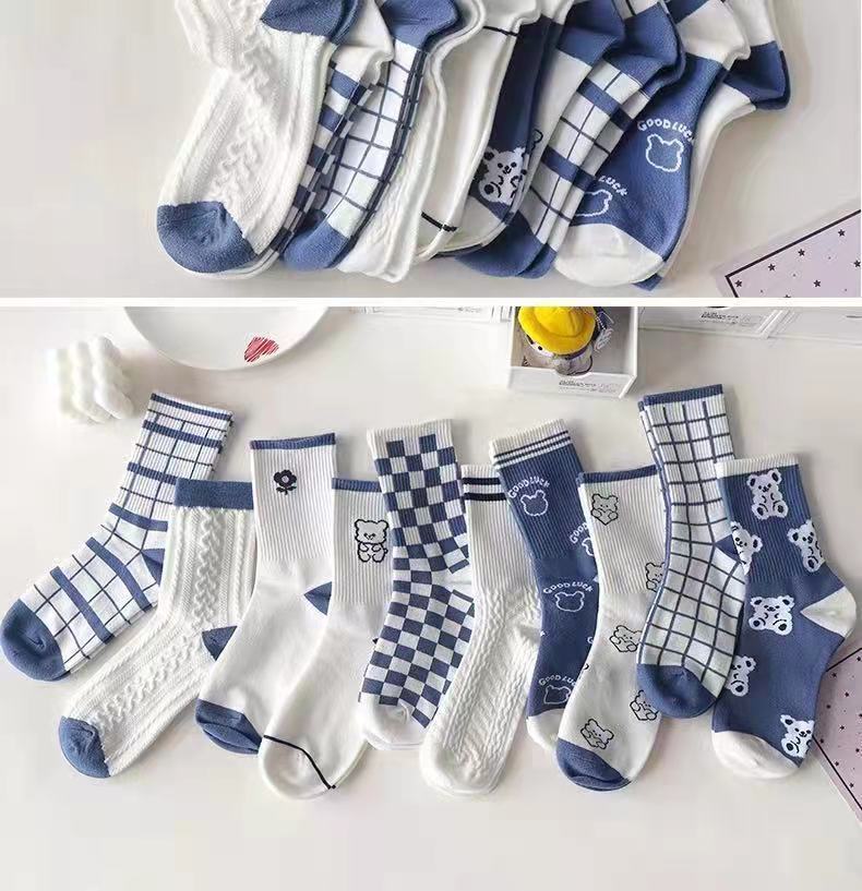 1Pair Cool Blue Aesthetic Socks