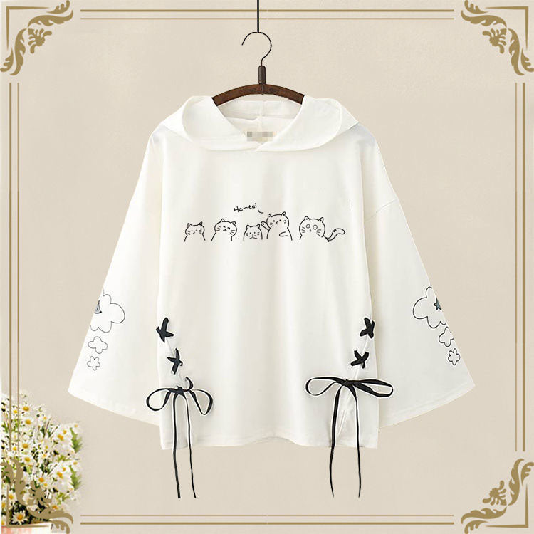 Meow Magic: Kawaii Cartoon Kitty Sweatshirt Hoodie - Unleash Your Inner Cuteness! 🐾👚