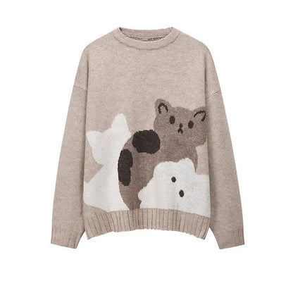 Furry Friend Fashion: Casual Cat Sweater - Embrace Whiskered Warmth in Coffee Coziness! 🐈🧡