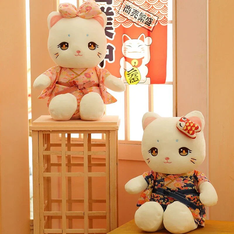 Japanese Kawaii Kimono White Cat Stuffed Animals Plushie