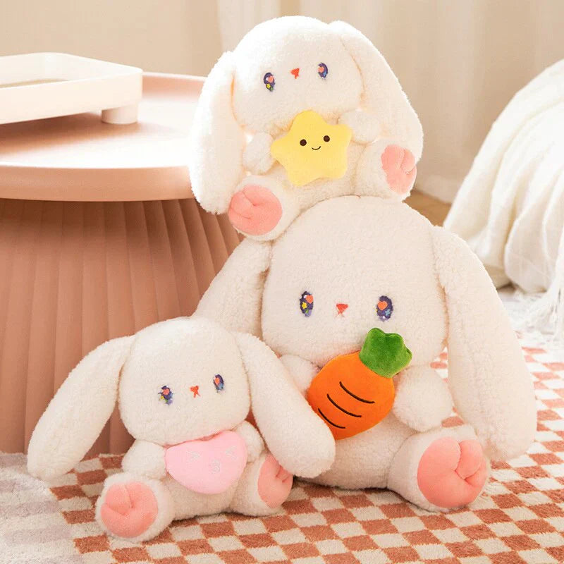 Fluffy Kawaii White Bunny Stuffed Animals Squad Plushies