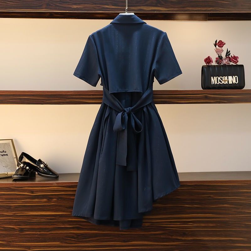 Chic Preppy Blue Bandage Bowknot Dress