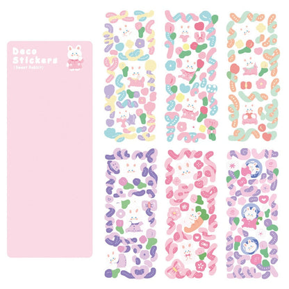 12 Sheets Kawaii Cute Shiny Laser Ribbon Deco Stickers