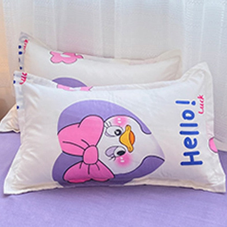 Cartoon Brown Bear and Purple Duck Bedding Sets