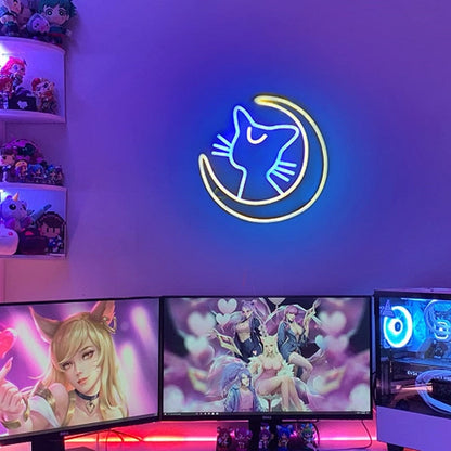 Anime Neon Luna Cat Kawaii Sign Light