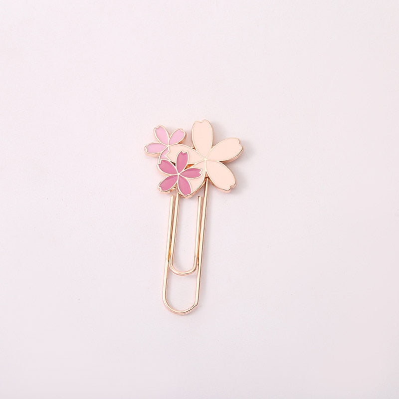 1pc Pink Sakura Exquisite Cherry Blossom Paper Clip Bookmark