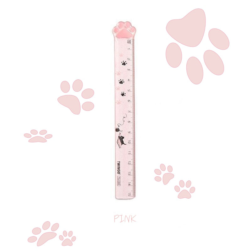 1 Pc Cute Kitty Cats Paw Straight Ruler