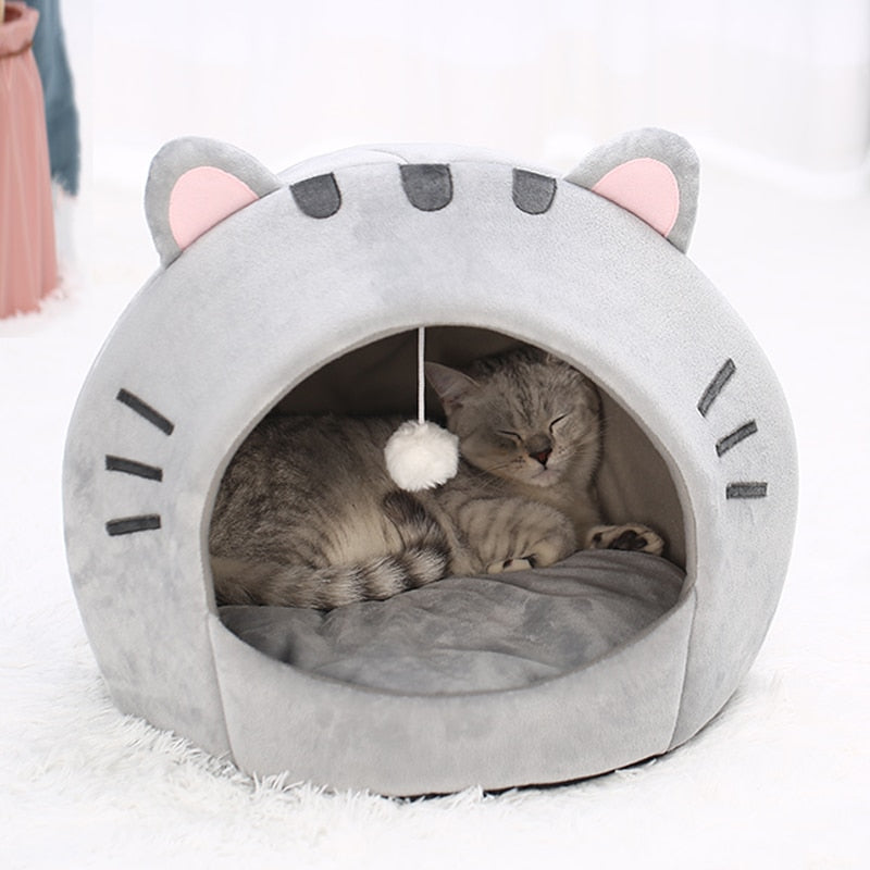 Gray Cat-themed Cat Dog Pet Round Cave House