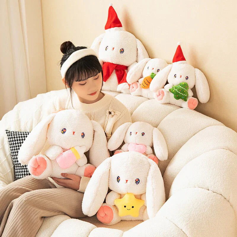 Fluffy Kawaii White Bunny Stuffed Animals Squad Plushies