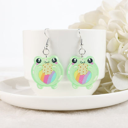 1Pair Cute Love Frog Resin Earrings