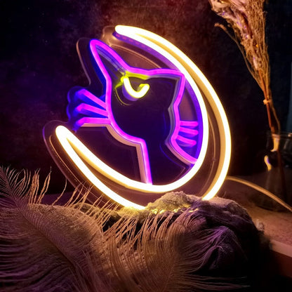 Anime Neon Luna Cat Kawaii Sign Light