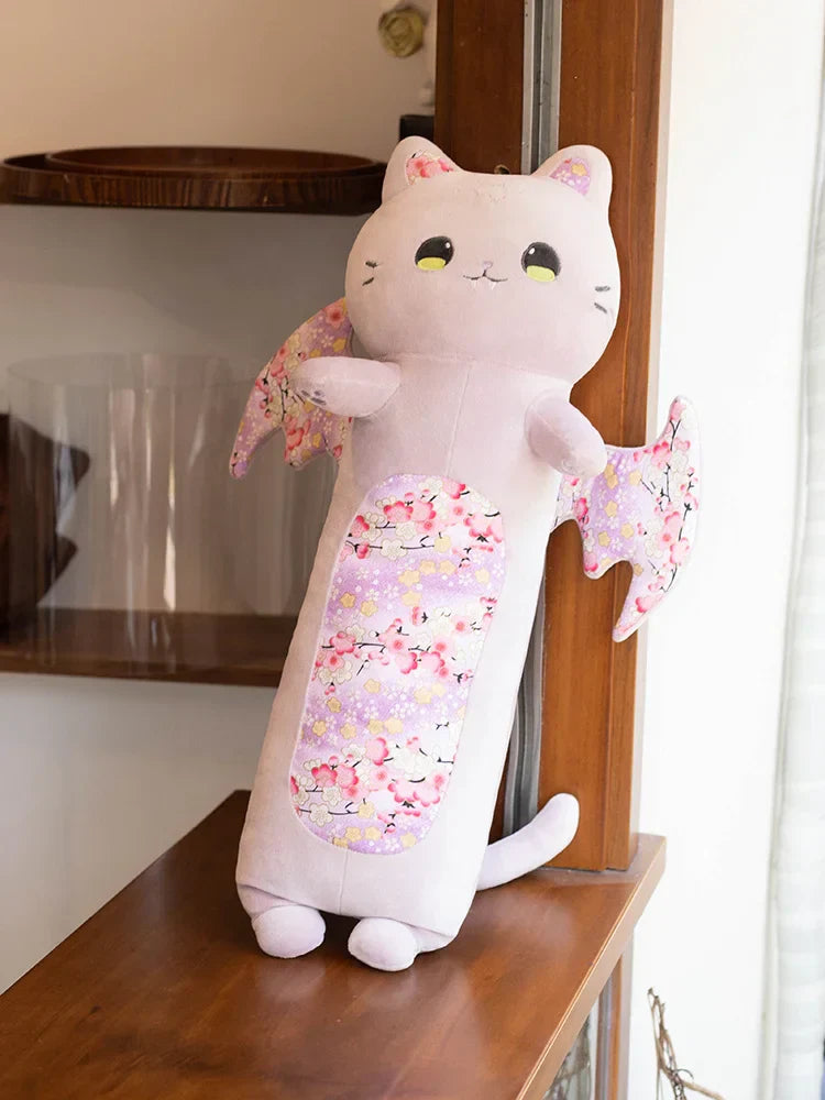 New Pink Japanese Sakura Cat Flying Wings Bat Plush Toy Stuffed Long Cats Bats Plushies for Birthday Gift