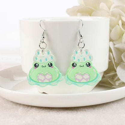 1Pair Cute Love Frog Resin Earrings