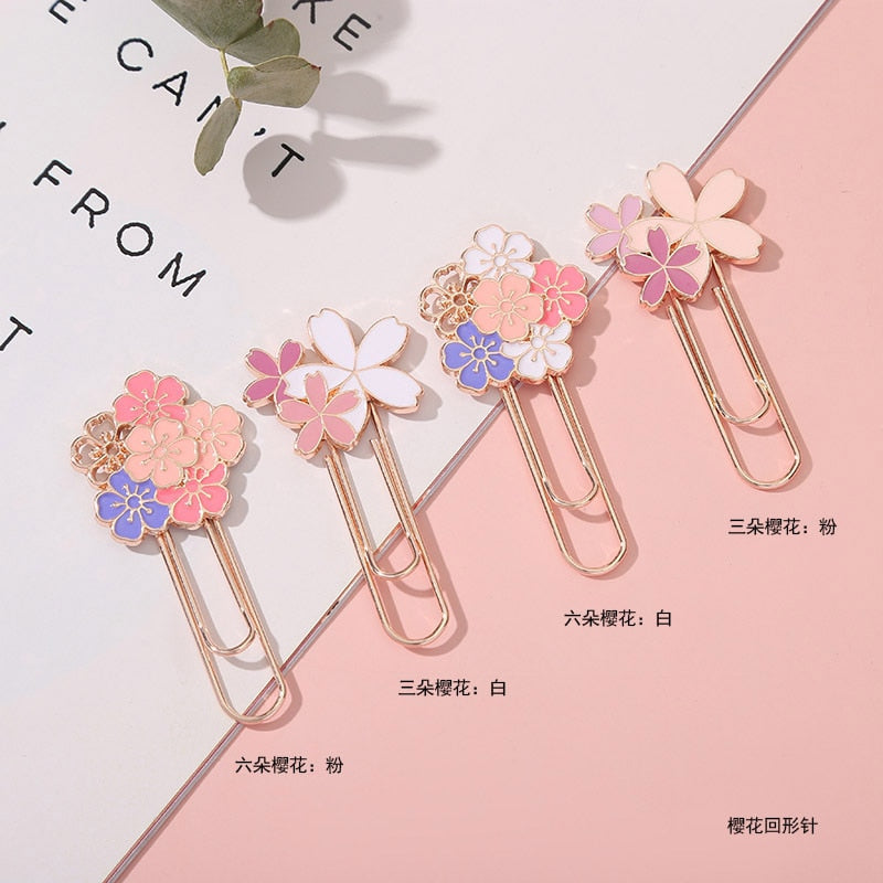 1pc Pink Sakura Exquisite Cherry Blossom Paper Clip Bookmark